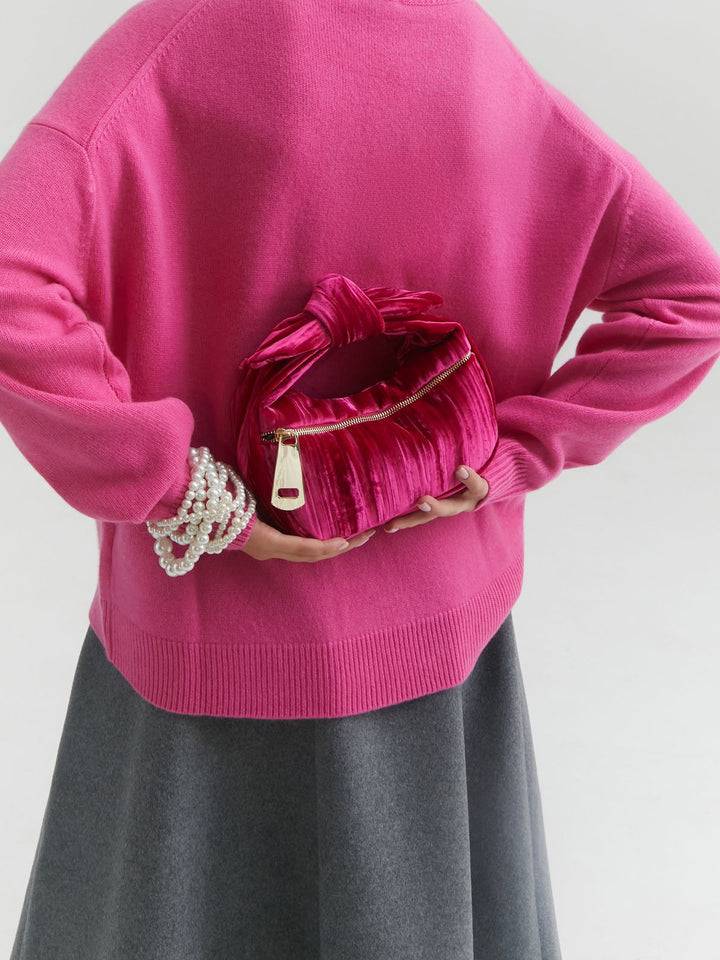 Roberta Gandolfi Bunny Velvet borsa a mano con tracolla staccabile in velluto plissè Moda