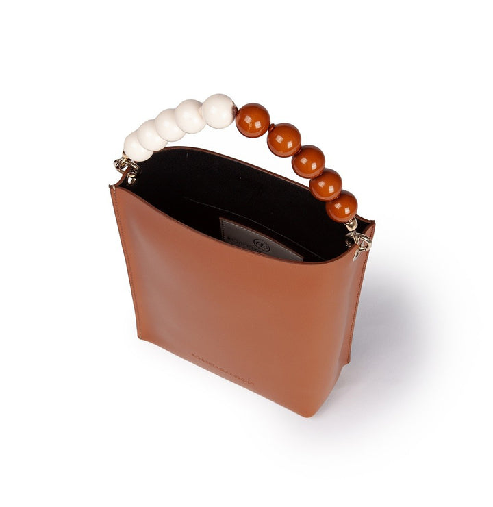 Roberta Gandolfi Zoe mini bag in pelle bicolor e manico gioiello Italy