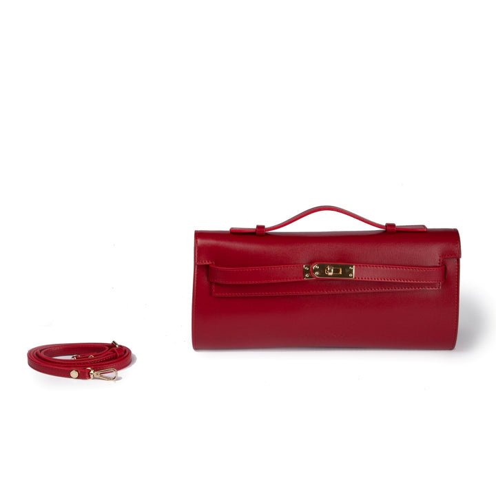 Roberta Gandolfi Jade cluch borsa in pelle con chiusura manico retrattile e tracolla staccabile e regolabile