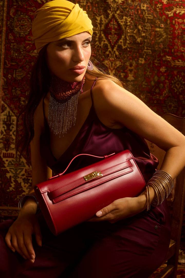Roberta Gandolfi Jade cluch borsa in pelle con chiusura manico retrattile e tracolla staccabile e regolabile Qualità
