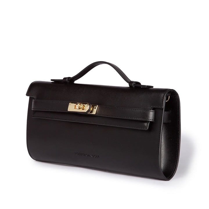 Roberta Gandolfi Jade cluch borsa in pelle con chiusura manico retrattile e tracolla staccabile e regolabile Vendita