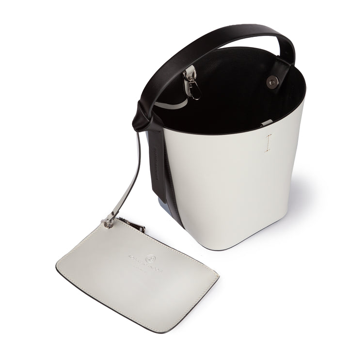 Roberta Gandolfi Cinzia Bucket medium medium in pelle bicolor con tracolla staccabile Vendite Flash
