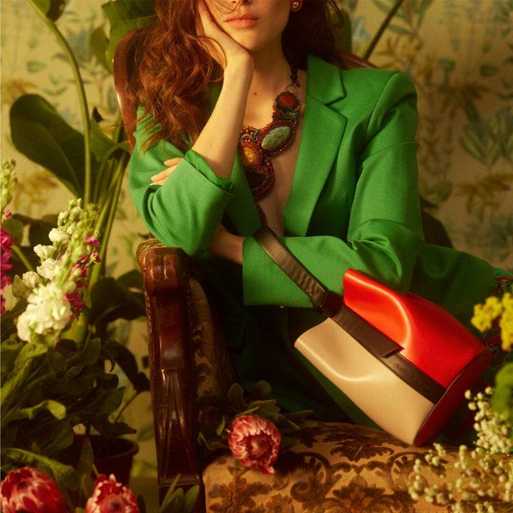 Roberta Gandolfi Cinzia Bucket small in pelle bicolor con tracolla staccabile Negozio