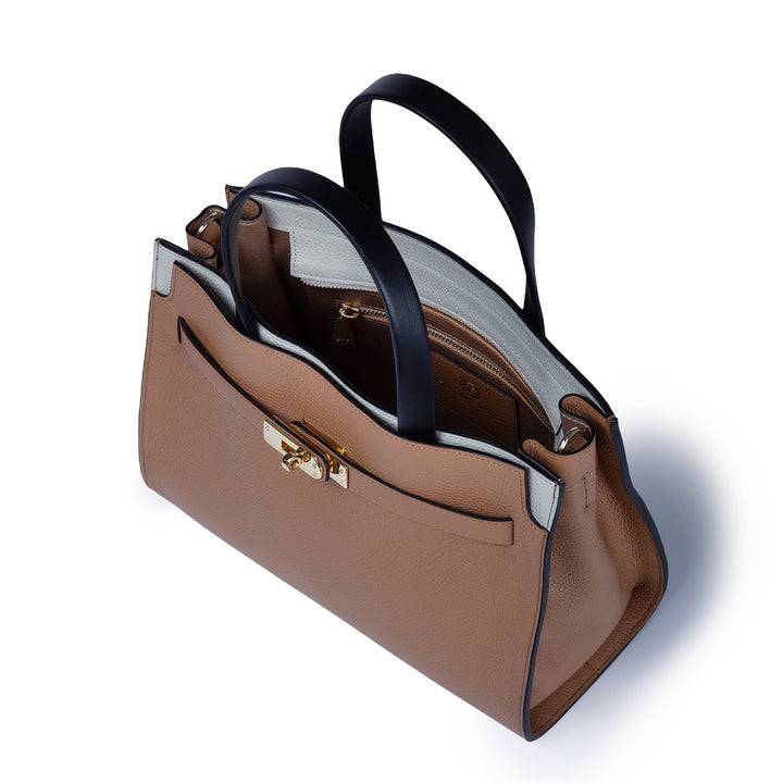 Roberta Gandolfi Frida Handbag in pelle martellata con tracolla logata in tessuto regolabile Offerta Pasqua