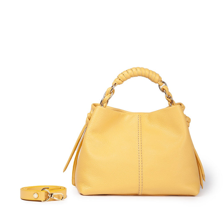 Roberta Gandolfi Amina small borsa a mano in pelle con manico tubolare fasciato e tracolla staccabile