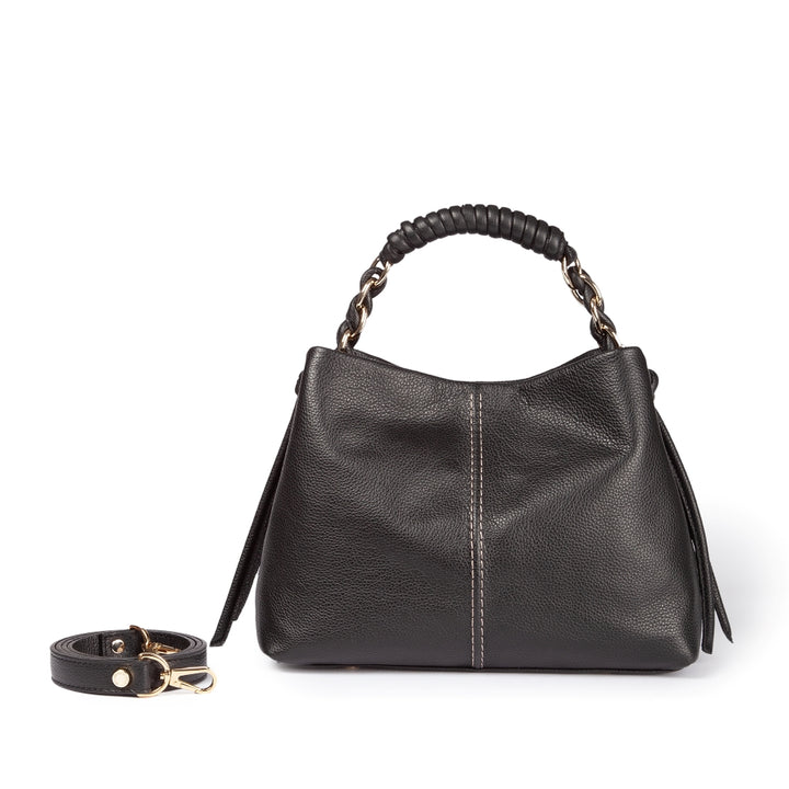 Roberta Gandolfi Amina small borsa a mano in pelle con manico tubolare fasciato e tracolla staccabile