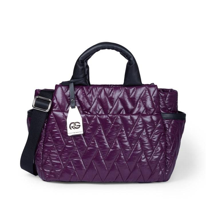 Roberta Gandolfi Noemi medium borsa a mano in tessuto antigoccia con finiture in pelle e tracolla staccabile Esporta salva