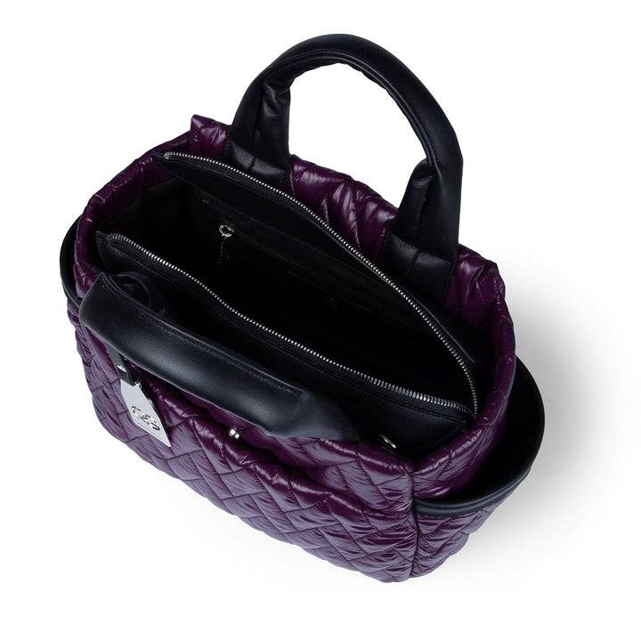 Roberta Gandolfi Noemi medium borsa a mano in tessuto antigoccia con finiture in pelle e tracolla staccabile Esporta salva