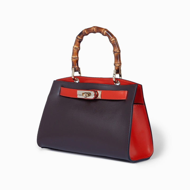 Roberta Gandolfi Lola small borsa in pelle con manico in vero legno di bambù e tracolla staccabile Fino Al -60%