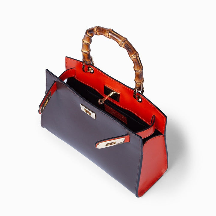 Roberta Gandolfi Lola small borsa in pelle con manico in vero legno di bambù e tracolla staccabile Fino Al -60%