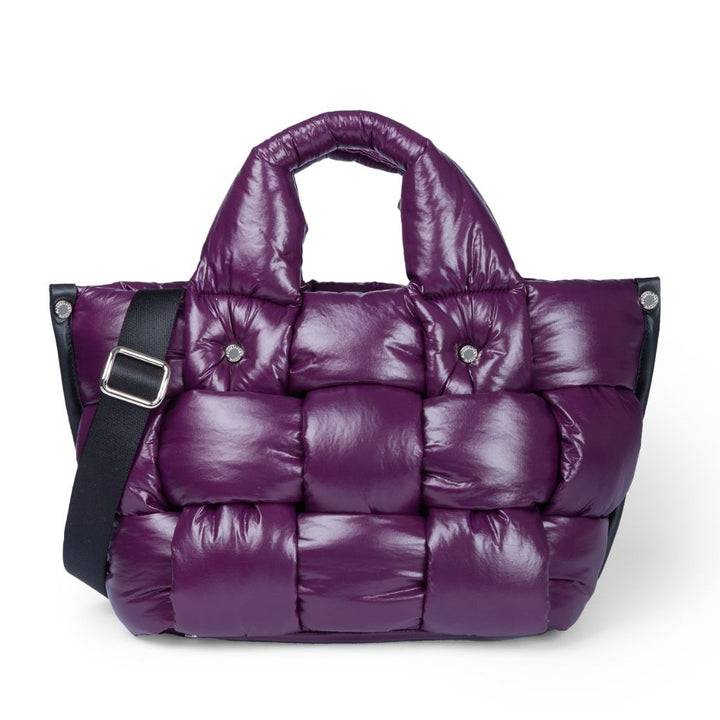 Roberta Gandolfi Greta small borsa in tessuto antigoccia imbottita ed intrecciata a mano con finiture in pelle