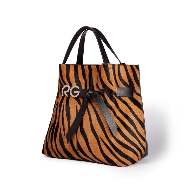 Roberta Gandolfi Dafne pony Large borsa a mano in pelle stampa animalier con tracolla staccabile Offerta