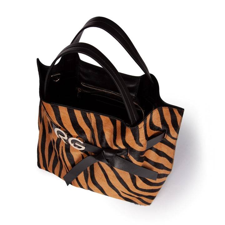 Roberta Gandolfi Dafne pony Large borsa a mano in pelle stampa animalier con tracolla staccabile Offerta