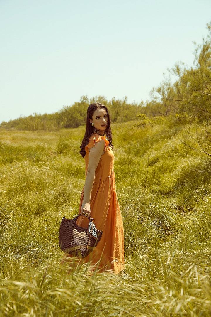 Roberta Gandolfi Beatrice Handbag in raffia con finiture in pelle con dettaglio animalier e tracolla staccabile Sconto di tempo limitato