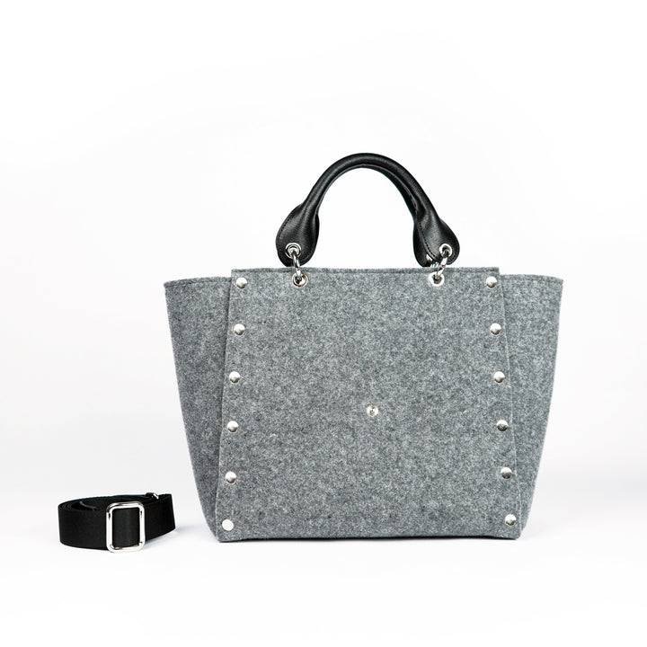 Roberta Gandolfi Rachele handbag borsa a mano in tessuto di lana riciclata e finitura in pelle con tasca staccabile Offerta speciale