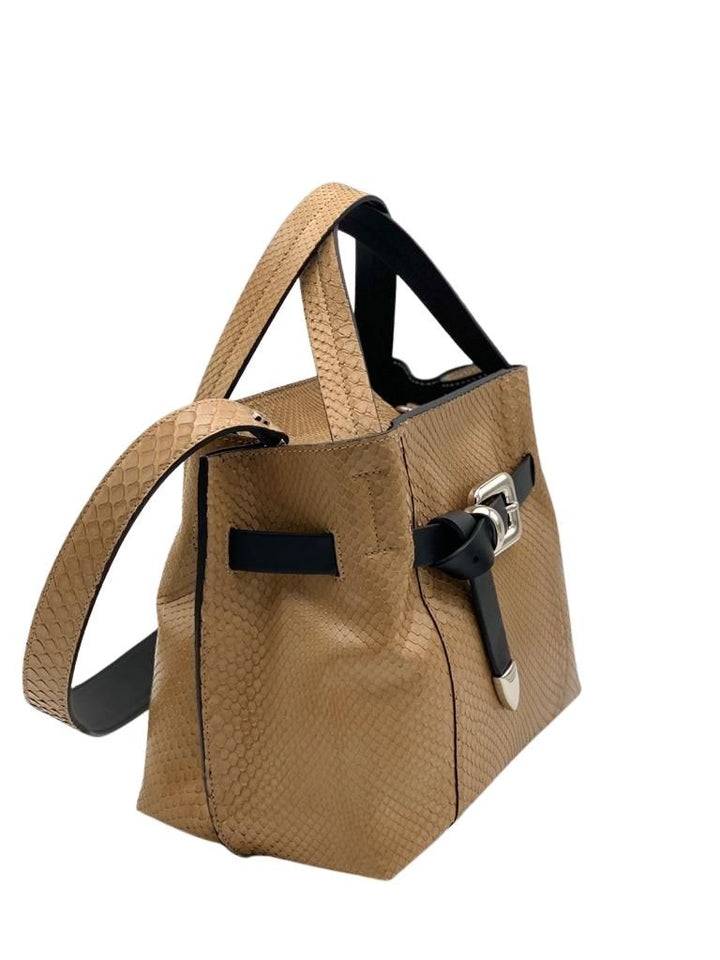 Roberta Gandolfi Martina small borsa in pitone vero con finiture in pelle di vitello Shopping online