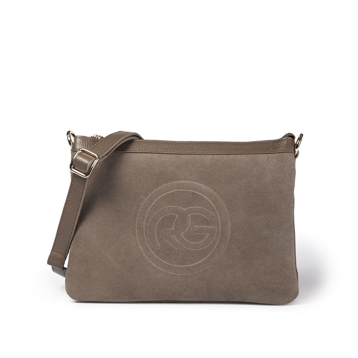 Roberta Gandolfi Alice small borsa in camoscio e pelle martellata con tracolla regolabile e staccabile Vendite stagionali