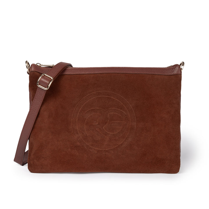 Roberta Gandolfi Alice large borsa in camoscio e pelle martellata con tracolla regolabile e staccabile Offerta Pasqua