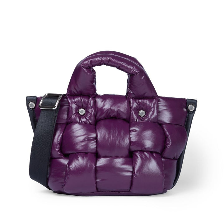 Roberta Gandolfi Greta Mini borsa in tessuto antigoccia imbottita ed intrecciata a mano con finiture in pelle