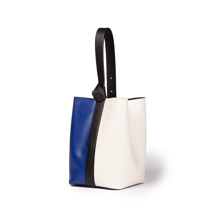 Roberta Gandolfi Cinzia Bucket medium medium in pelle bicolor con tracolla staccabile Ultimi tre giorni