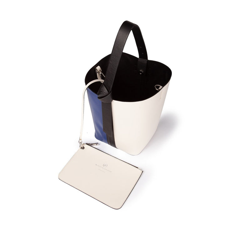 Roberta Gandolfi Cinzia Bucket medium medium in pelle bicolor con tracolla staccabile Ultimi tre giorni