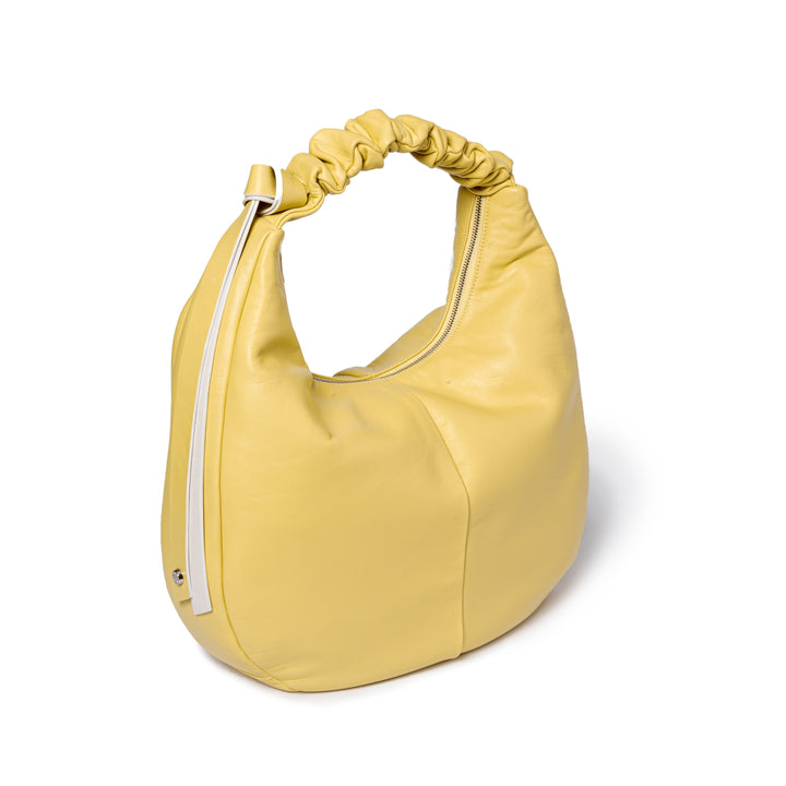 Roberta Gandolfi Azzurro Hobo large in morbida pelle nappa con manico arricciato regolabile Black Friday Prezzi