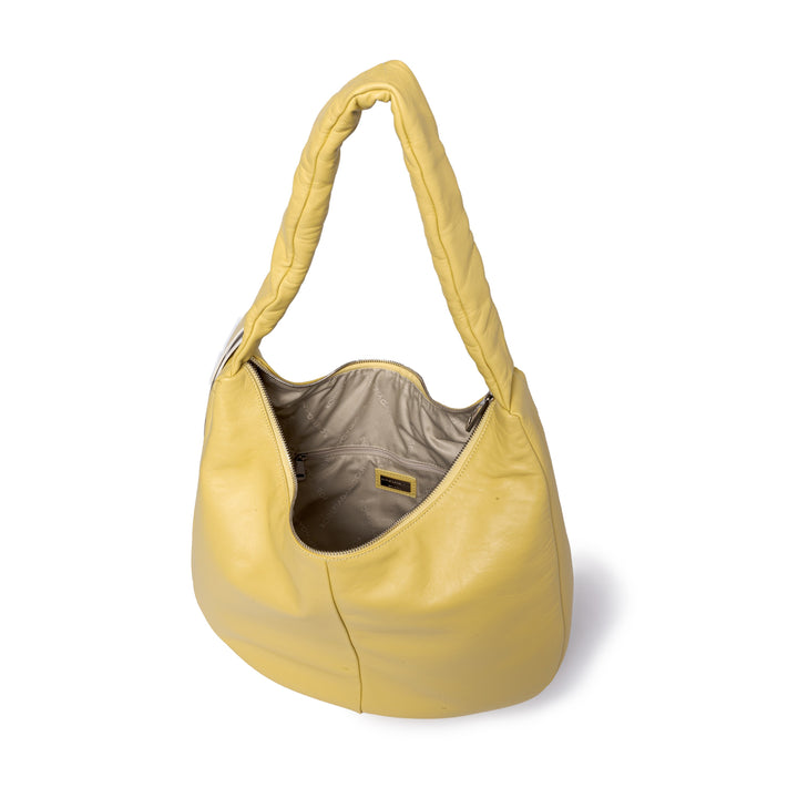 Roberta Gandolfi Azzurro Hobo large in morbida pelle nappa con manico arricciato regolabile Black Friday Prezzi