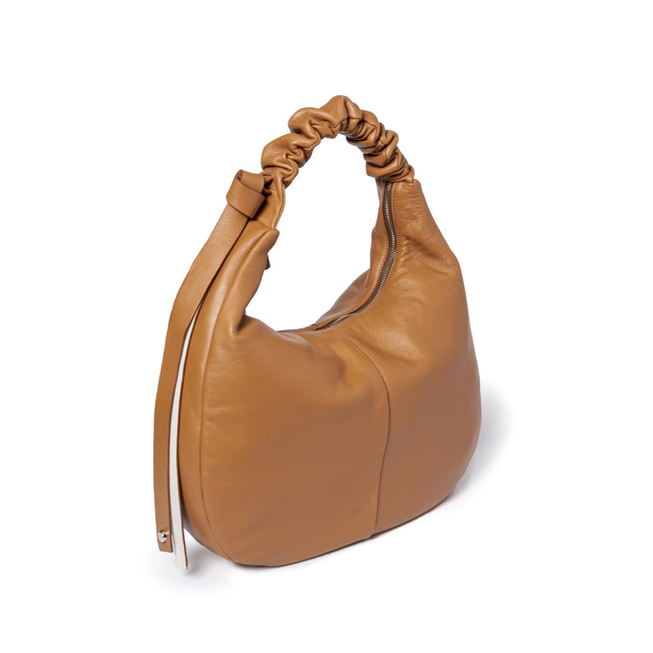 Roberta Gandolfi Azzurro Hobo large in morbida pelle nappa con manico arricciato regolabile In vendita