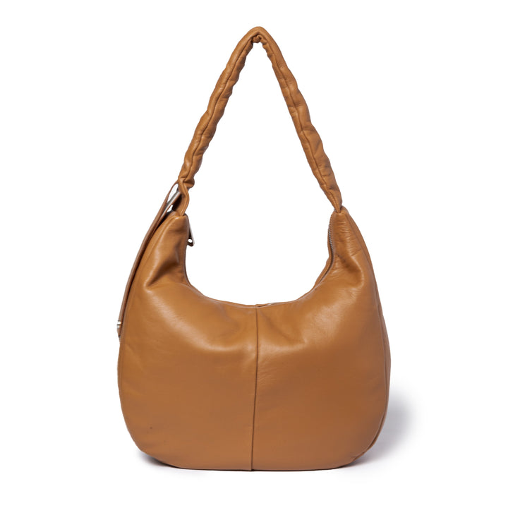 Roberta Gandolfi Azzurro Hobo large in morbida pelle nappa con manico arricciato regolabile In vendita