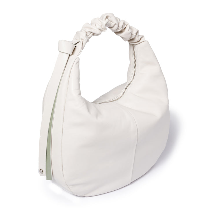 Roberta Gandolfi Azzurro Hobo large in morbida pelle nappa con manico arricciato regolabile Duty-free