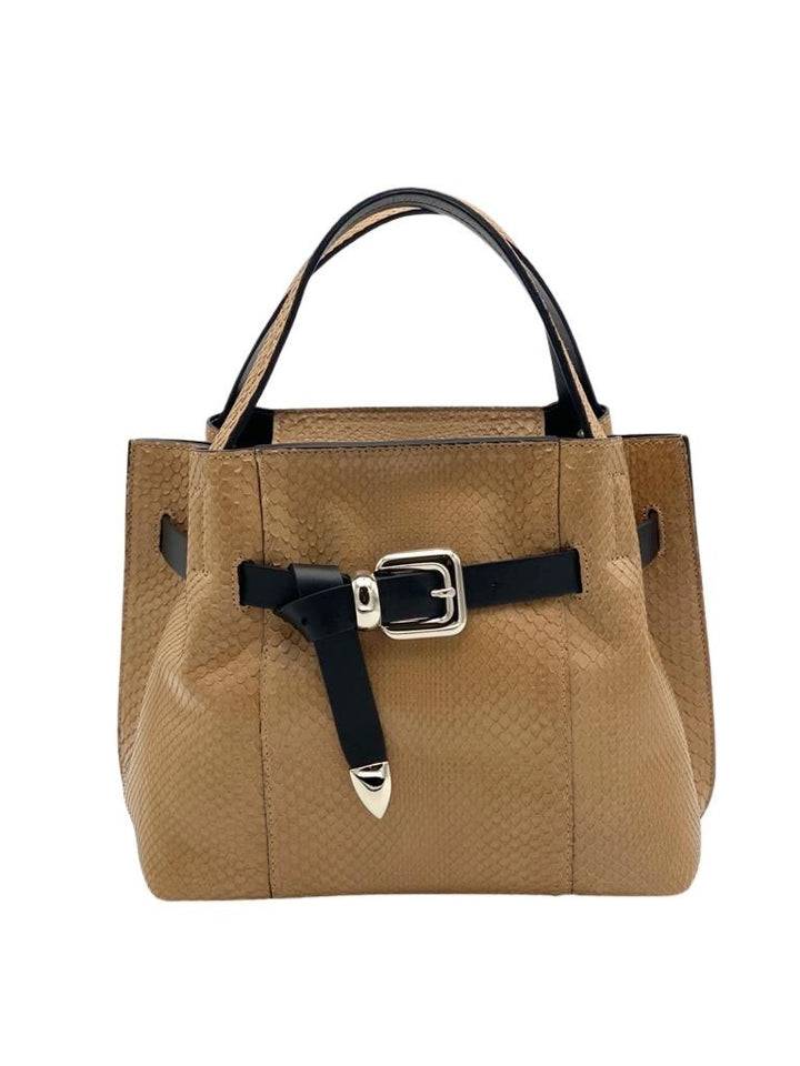 Roberta Gandolfi Martina small borsa in pitone vero con finiture in pelle di vitello