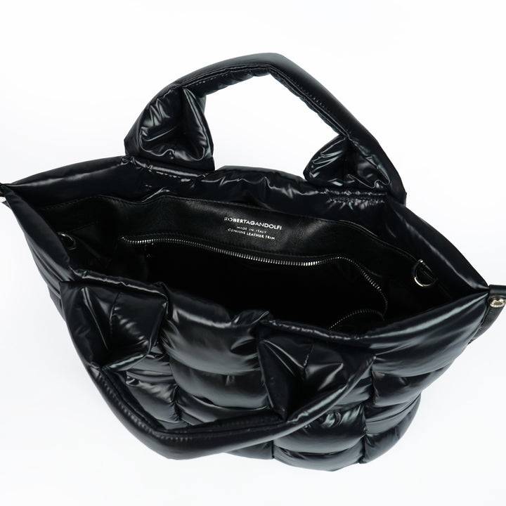 Roberta Gandolfi Greta large borsa in tessuto antigoccia imbottita ed intrecciata a mano con finiture in pelle Affare Del Giorno