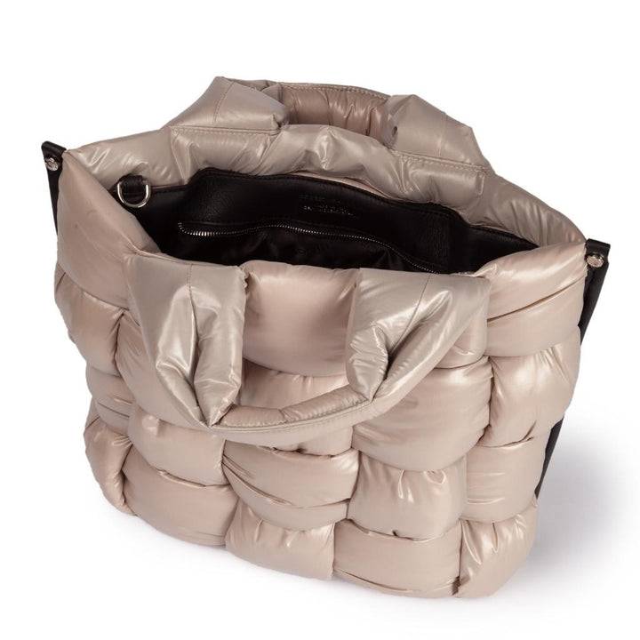 Roberta Gandolfi Greta large borsa in tessuto antigoccia imbottita ed intrecciata a mano con finiture in pelle Prezzo Ridotto