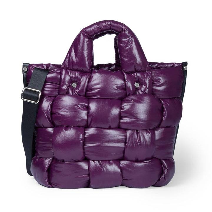Roberta Gandolfi Greta large borsa in tessuto antigoccia imbottita ed intrecciata a mano con finiture in pelle