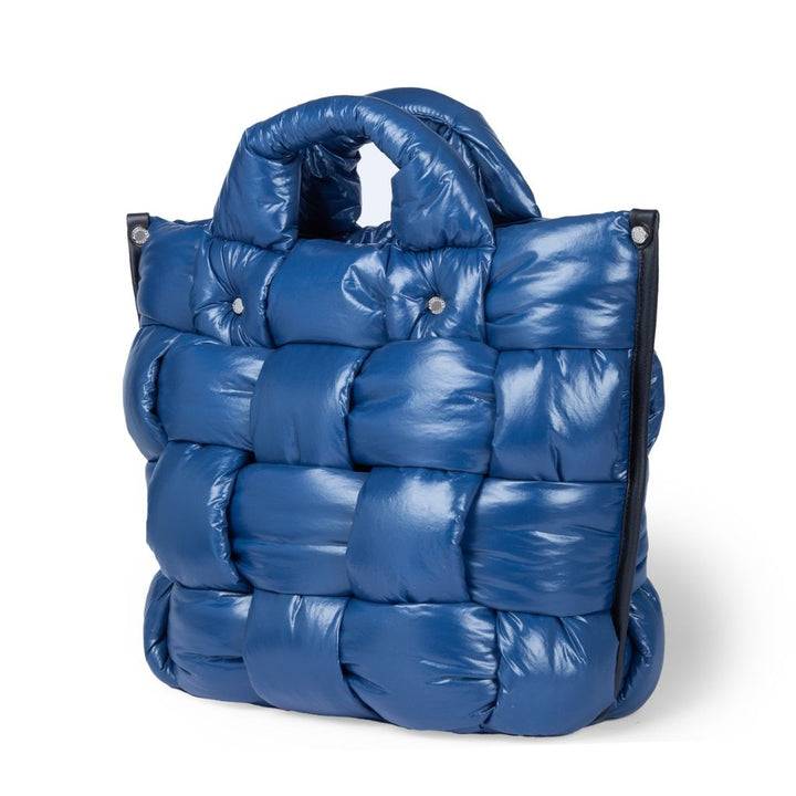 Roberta Gandolfi Greta large borsa in tessuto antigoccia imbottita ed intrecciata a mano con finiture in pelle Novità