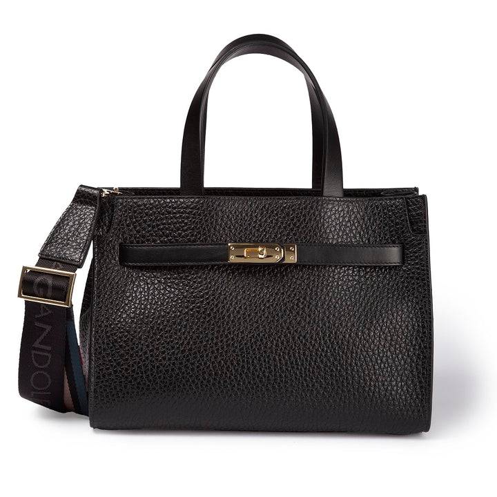 Roberta Gandolfi Frida Handbag in pelle martellata con tracolla logata in tessuto regolabile Vendite Flash