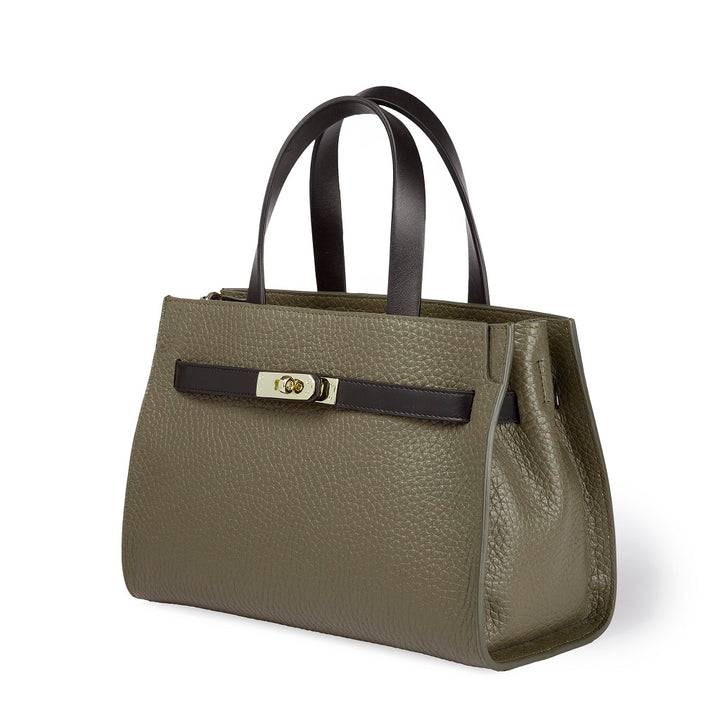 Roberta Gandolfi Frida Handbag in pelle martellata con tracolla logata in tessuto regolabile Negozio