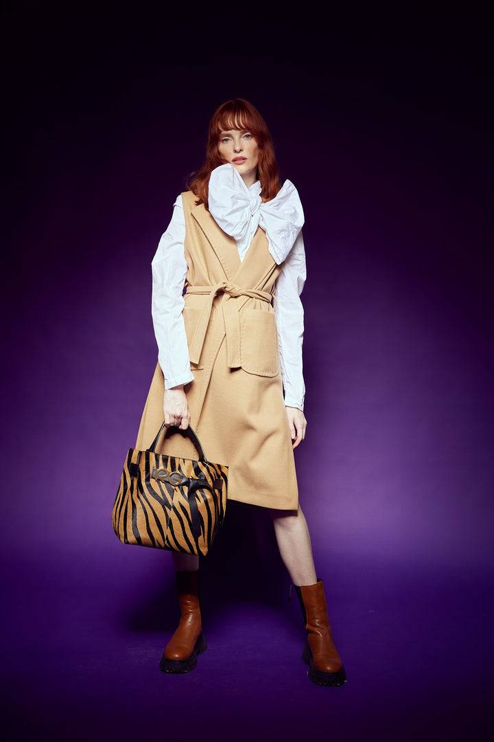 Roberta Gandolfi Dafne pony medium borsa a mano in pelle stampa animalier con tracolla staccabile Offerta San Valentino