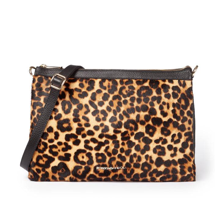 Roberta Gandolfi Alice Pony large borsa in cavallino e pelle martellata con tracolla regolabile e staccabile Super sconto