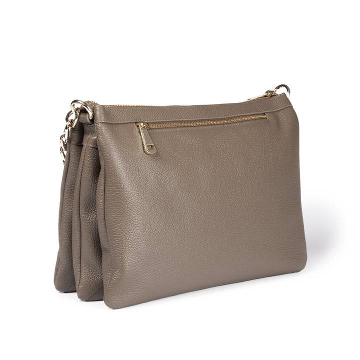 Roberta Gandolfi Alice large borsa in camoscio e pelle martellata con tracolla regolabile e staccabile Enormi sconti