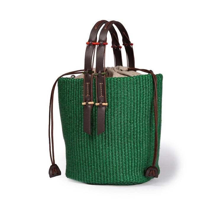 Roberta Gandolfi Fernanda Bucket in rafia con finiture in pelle di vitello con tracolla staccabile Fino Al -60%