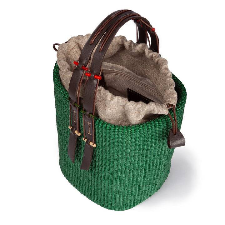 Roberta Gandolfi Fernanda Bucket in rafia con finiture in pelle di vitello con tracolla staccabile Fino Al -60%