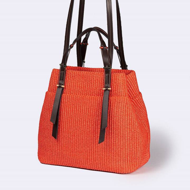 Roberta Gandolfi Fernanda Tote in rafia con finiture in pelle di vitello a doppia portabilità mano o shopping Affare Del Giorno