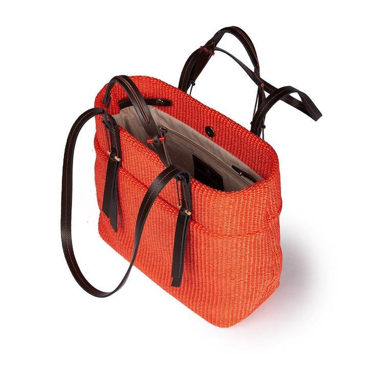 Roberta Gandolfi Fernanda Tote in rafia con finiture in pelle di vitello a doppia portabilità mano o shopping Affare Del Giorno