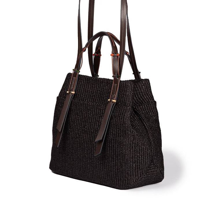 Roberta Gandolfi Fernanda Tote in rafia con finiture in pelle di vitello a doppia portabilità mano o shopping Prezzo Ridotto