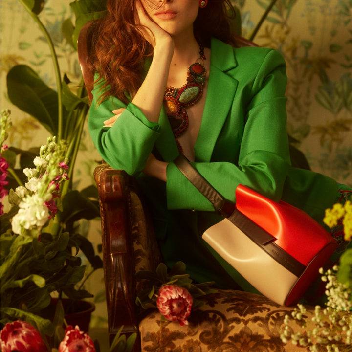 Roberta Gandolfi Cinzia Bucket small in pelle bicolor con tracolla staccabile Grande vendita