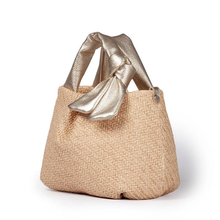Roberta Gandolfi Matilde Handbag in rafia e pelle con tracolla staccabile Online Outlet