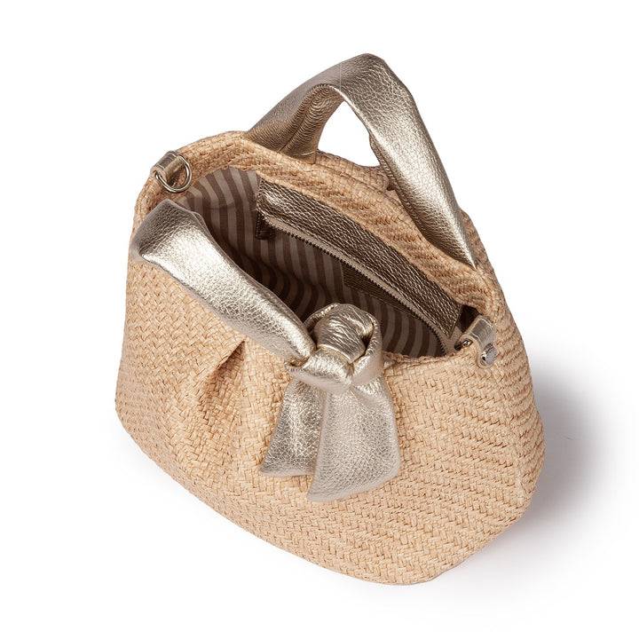 Roberta Gandolfi Matilde Handbag in rafia e pelle con tracolla staccabile Online Outlet