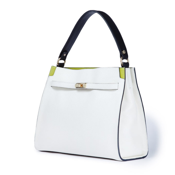 Roberta Gandolfi Frida Satchel in pelle martellata con tracolla logata in tessuto regolabile ACQUISTA ORA