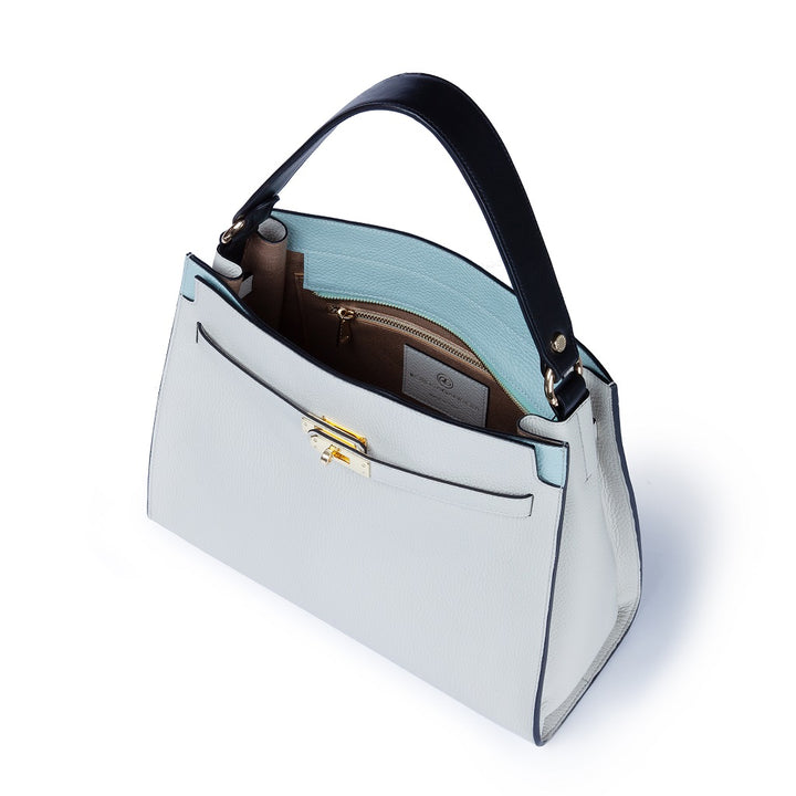 Roberta Gandolfi Frida Satchel in pelle martellata con tracolla logata in tessuto regolabile Latest stili